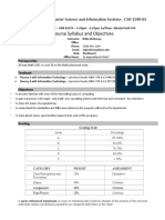 Course Syllabus and Objectives: Survey of Computer Science and Information Systems - CSIS 1590-03