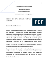 Resumo Gadamer - Verdade e Metodo