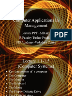 Computer Applications in Management: Lecture PPT - MBA (I) R.Faculty Tushar Pradhan NIS Academy-Vadodara Centre