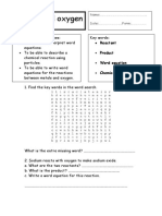 Metal and Oxygen Worksheet