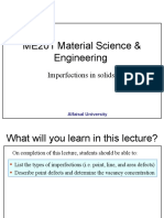 ME201 Material Science & Engineering: Imperfections in Solids