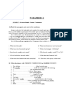 Worksheet 2: SUBJECT: Present Simple, Present Continuous