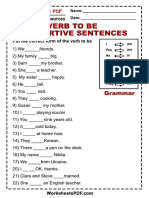 Verb To Be Affimartive Sentences: Grammar