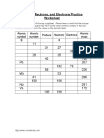 Protons, Neutrons, and Electrons Practice Worksheet