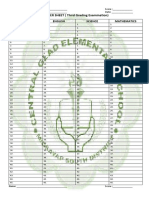 ANSWER SHEET (Third Grading Examination) : ESP English Science Mathematics