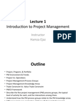 Introduction To Project Management: Instructor Hamza Ejaz