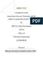 Assignment On The Interactions Between Christianity and The Culture in A Particular Locality: Nigeria by PIKUDA Paul Oluwadamisi 145564 200level Petroleum Engineering (10-04-2010)