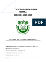 Faculty of Law, Jamia Millia Islamia SESSION-2019-2020: Rights & Obligations of Patentee