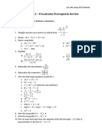 MATH 2412 Precalculus Prerequisite Review