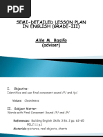 Semi-Detailed Lesson Plan in English (Grade-Iii) Alile M. Basiño (Adviser)