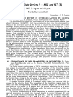 Session 3: Solid State Devices I MOS and Fet (A) : Wednesday, Oct. 18 P.M. To Sheraton