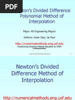 Newton's Divided Difference Polynomial Method of Interpolation