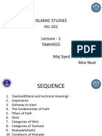 Islamic Studies HU-101 Lecture - 1 Tawheed Maj Syed Roshan Zamir Mce Nust