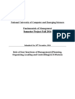 Semester Project Fall 2016: National University of Computer and Emerging Sciences Fundamentals of Management