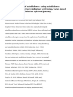 A Christian Model of Mindfulness Using Mindfulness Principles To Support Psychological Well Being Value Based Behavior and The Christian Spiritual Journey