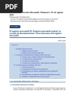 R9-El Registro Mercantil II. Registro Mercantil Central. La Seccion de Denominaciones. Otras Funciones Del Registro Mercantil