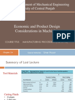 Economic and Product Design Considerations in Machining