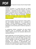 Three Models of Corporate Governance From Developed Capital Markets