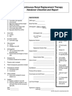 00.00 Continuous Renal Replacement Therapy Handover Checklist and Report