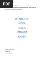 Moda Media Mediana y Rango