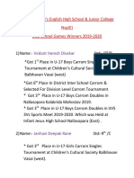 Mother Marry's English High School & Junior College NSP (E) DSO School Games Winners 2019-2020