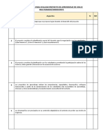 Lista de Cotejo de Proyecto de Aprendizaje