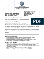 Hydrology Terminal Make Up Exam (Open Book)