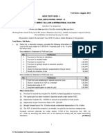 Test Series: August, 2018 Mock Test Paper - 1 Final (New) Course: Group - Ii Paper - 7: Direct Tax Laws & International Taxation