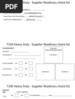 Supplier Readiness Check List T1XXHeavy