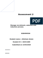 Assessment 2: Manage Recruitment, Selection and Induction Process