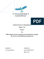 Human Resource Management HRM 7701 Project On Differentiate Between Training and Development. Explain The Process of Identifying Training Needs