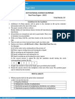 Time: 1 Hour Total Marks: 50: Nso - Sof National Science Olympiad Past Year Paper - 2013