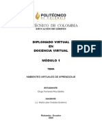 Diplomado Virtual en Docencia Virtual Módulo 1 - Foro 1 Evaluativo DRB