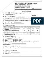 Delhi Public School R.N. Extension: Revision Worksheet (2020-21) Class-Iv (Mathematics) Chapter-1 (Place Value)