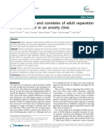 The Prevalence and Correlates of Adult Separation Anxiety Disorder in An Anxiety Clinic