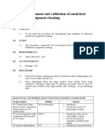 SOP of Development and Validation of Analytical Method For Equipment Cleaning