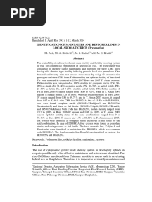 Identification of Maintainer and Restorer Lines in LOCAL AROMATIC RICE (Oryza Sativa)