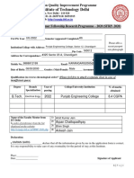 Indian Institute of Technology Delhi: Application Form: Summer Fellowship Research Programme - 2020 (SFRP-2020)