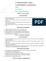 B.Sc. I Semester Physics:: Paper I Mechanics and Oscillations:: Imp Questions