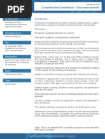 Complete The Conditional - Classroom Activity