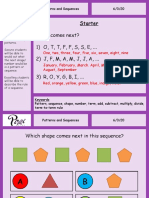 What Comes Next? 1) O, T, T, F, F, S, S, E, ... 2) J, F, M, A, M, J, J, A, ... 3) R, O, Y, G, B, I, ..