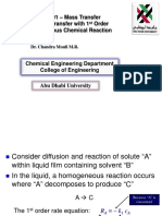 CME 301 - Mass Transfer 1D Mass Transfer With 1 Order Homogeneous Chemical Reaction