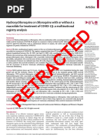 RETRACTED: Hydroxychloroquine or Chloroquine With or Without A Macrolide For Treatment of COVID-19: A Multinational Registry Analysis