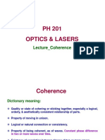 PH 201 Optics & Lasers: Lecture - Coherence