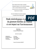 Étude Minéralogique Et Gitologique Du Gisement Ferrifère de Ouenza Et Son Impact Sur L'environnement PDF