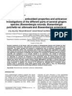 Phytochemicals, Antioxidant Properties and Anticancer Investigations of The Different Parts of Several Gingers Species (