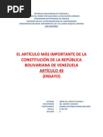 Ensayo. El Articulo Mas Importante de La Constitucion Venezolana