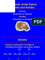 Carboxylic Acids Esters, Amines and Amides: Amines Reactions of Amines Amides Reactions of Amides