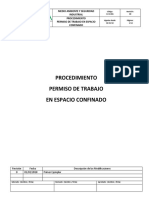 Procedimiento Permiso de Trabajo en Espacio Confinado