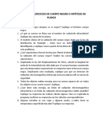 Preguntas y Ejercicios de Cuerpo Negro e Hipótesis de Planck